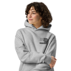 One Nation Under God - Unisex Oversized Hoodie – Cobalt / Athletic Heather | Faith & Freedom American Flag Cross Graphic