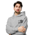 One Nation Under God - Unisex Oversized Hoodie – Cobalt / Athletic Heather | Faith & Freedom American Flag Cross Graphic