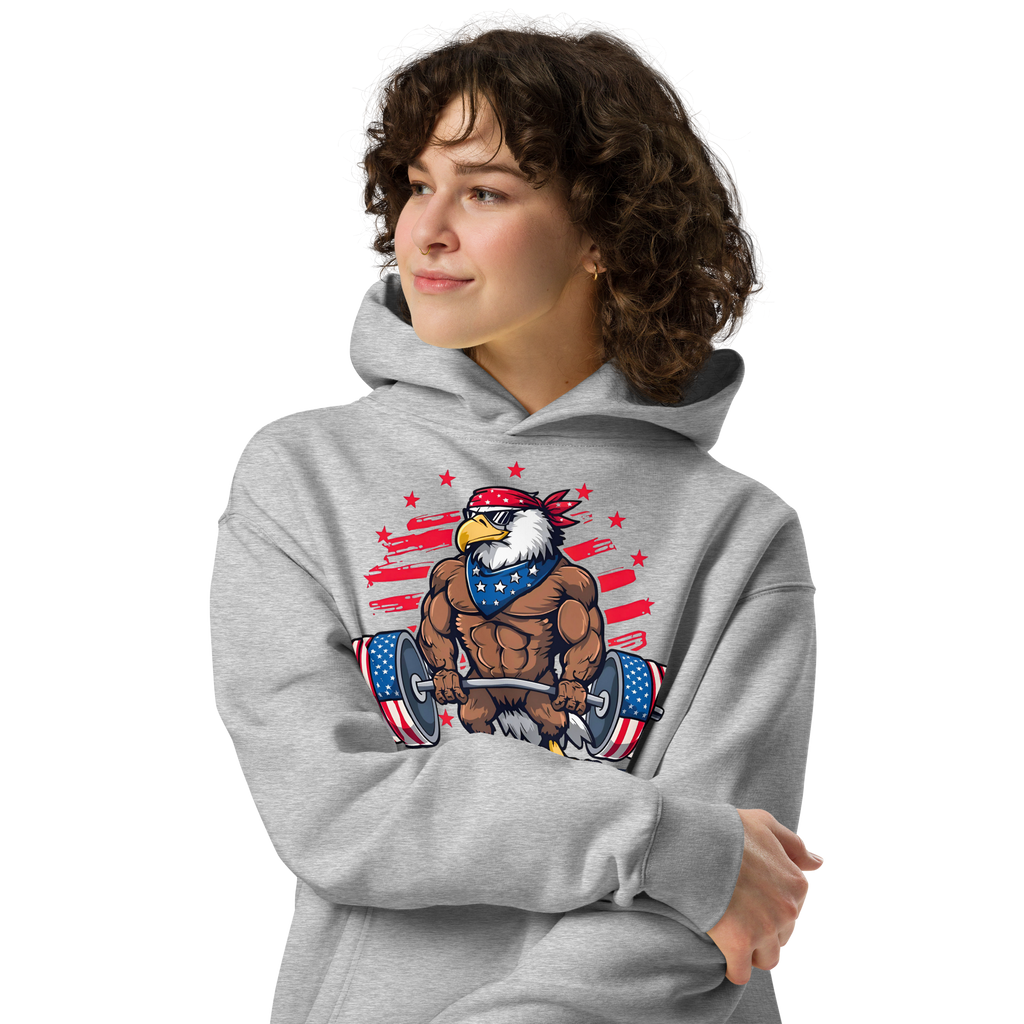 Freedom Lifter - Unisex Oversized Hoodie – Patriotic Eagle Deadlift Graphic