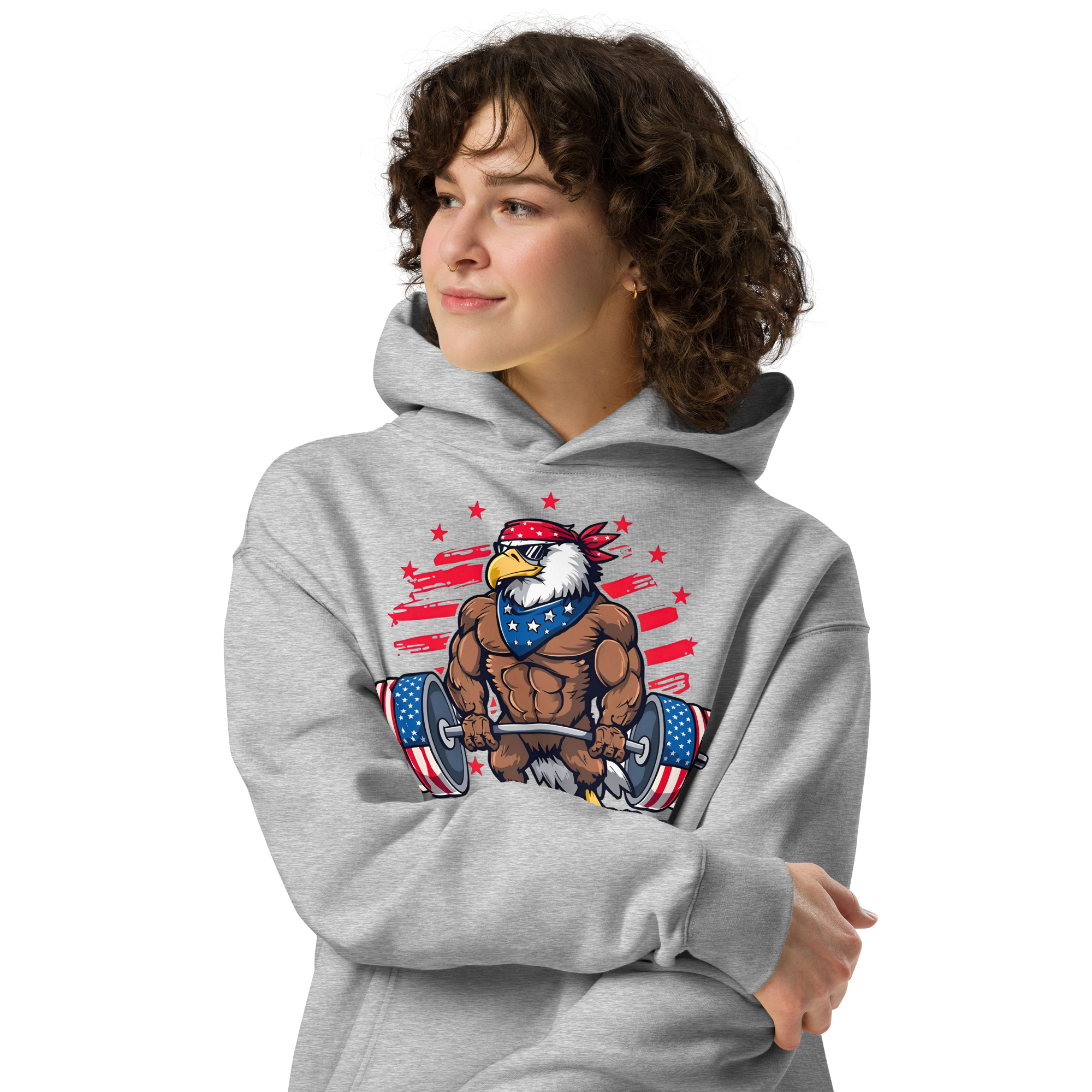 Freedom Lifter - Unisex Oversized Hoodie – Patriotic Eagle Deadlift Graphic