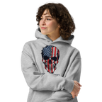 Patriotism Is Stamped on the Soul - Unisex Oversized Hoodie – Grey | American Flag Skull Hoodie