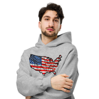 USA Est. 1776 Unisex - Oversized Hoodie – Patriotic USA Map & Flag Graphic