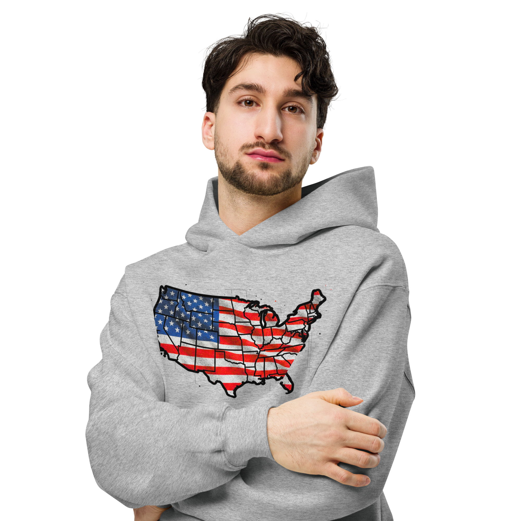 USA Est. 1776 Unisex - Oversized Hoodie – Patriotic USA Map & Flag Graphic