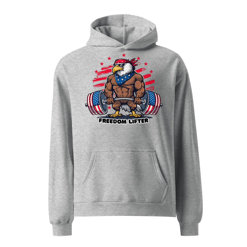 Freedom Lifter - Unisex Oversized Hoodie – Patriotic Eagle Deadlift Graphic