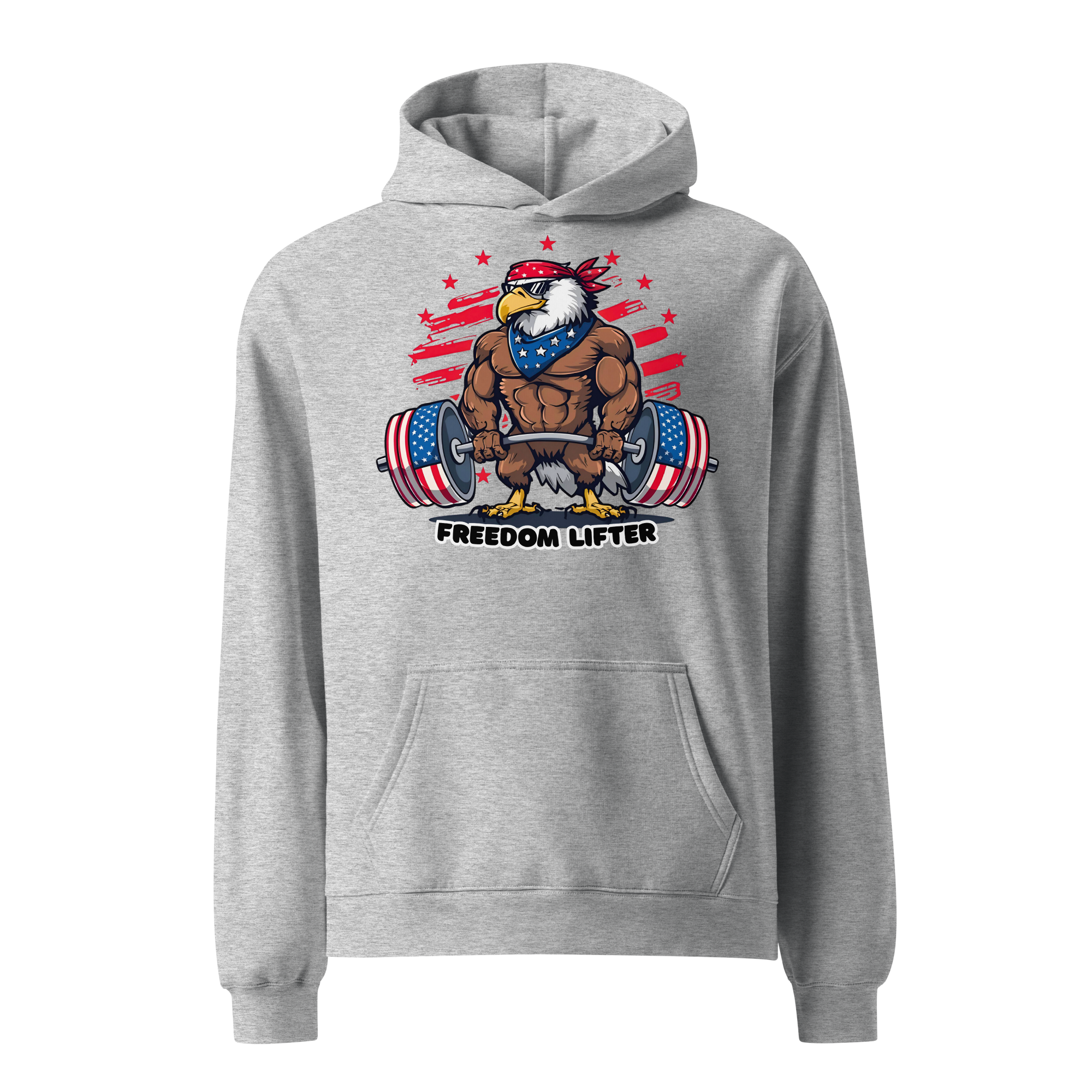Freedom Lifter - Unisex Oversized Hoodie – Patriotic Eagle Deadlift Graphic