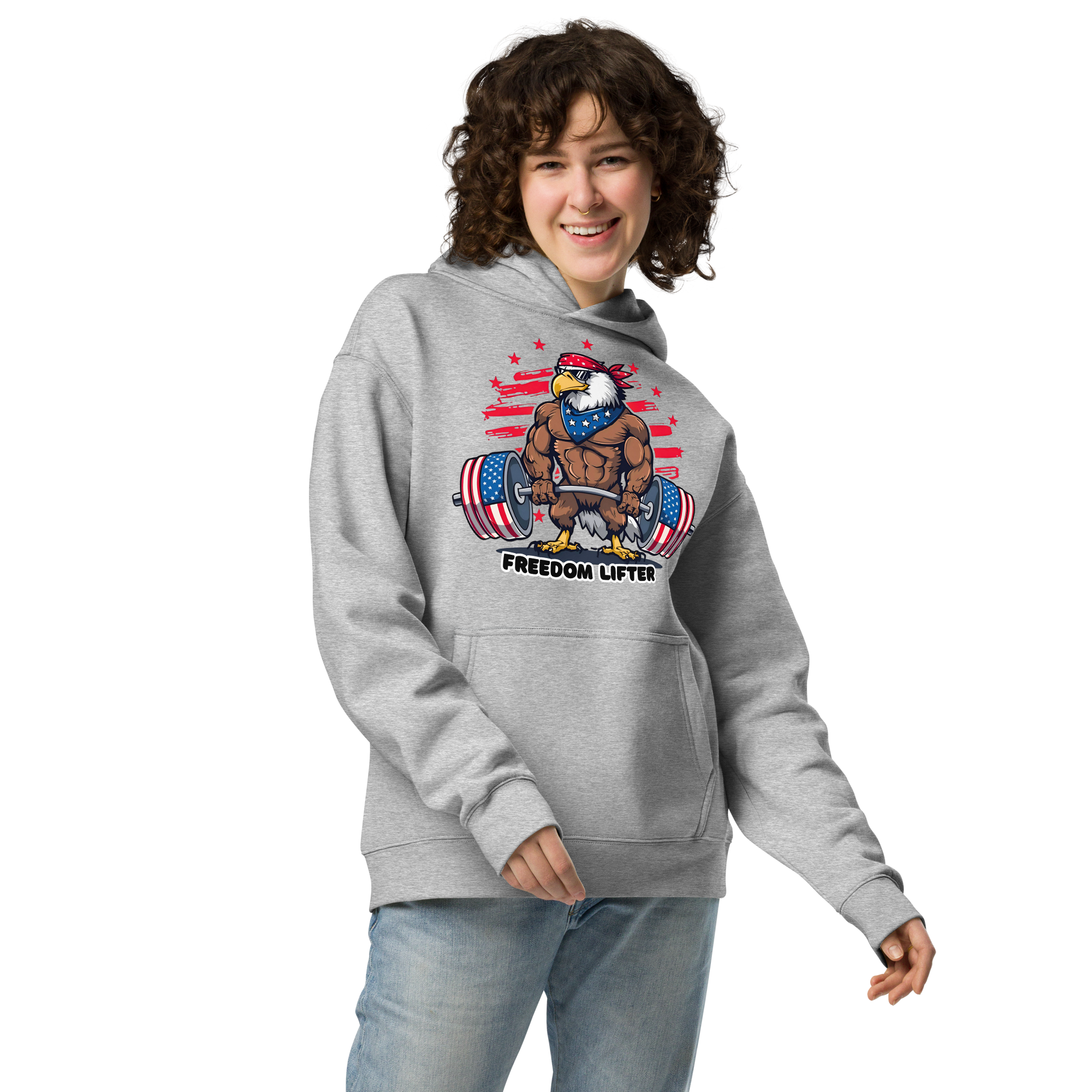 Freedom Lifter - Unisex Oversized Hoodie – Patriotic Eagle Deadlift Graphic