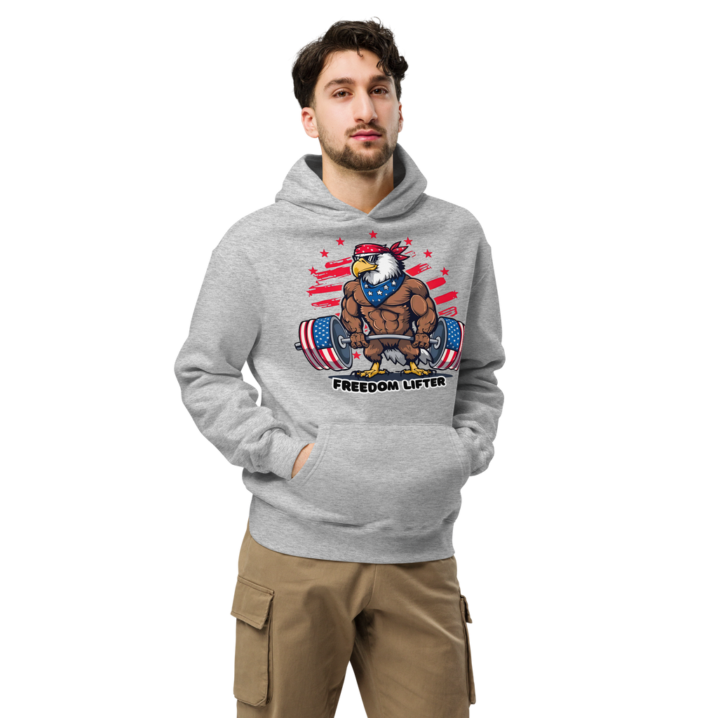 Freedom Lifter - Unisex Oversized Hoodie – Patriotic Eagle Deadlift Graphic