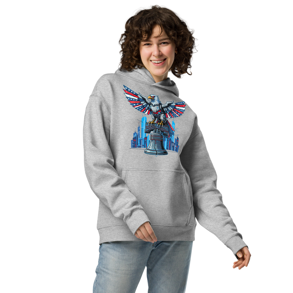 Patriot Mechanica - Unisex Oversized Hoodie – Cyber-Eagle & Liberty Bell Graphic Tees