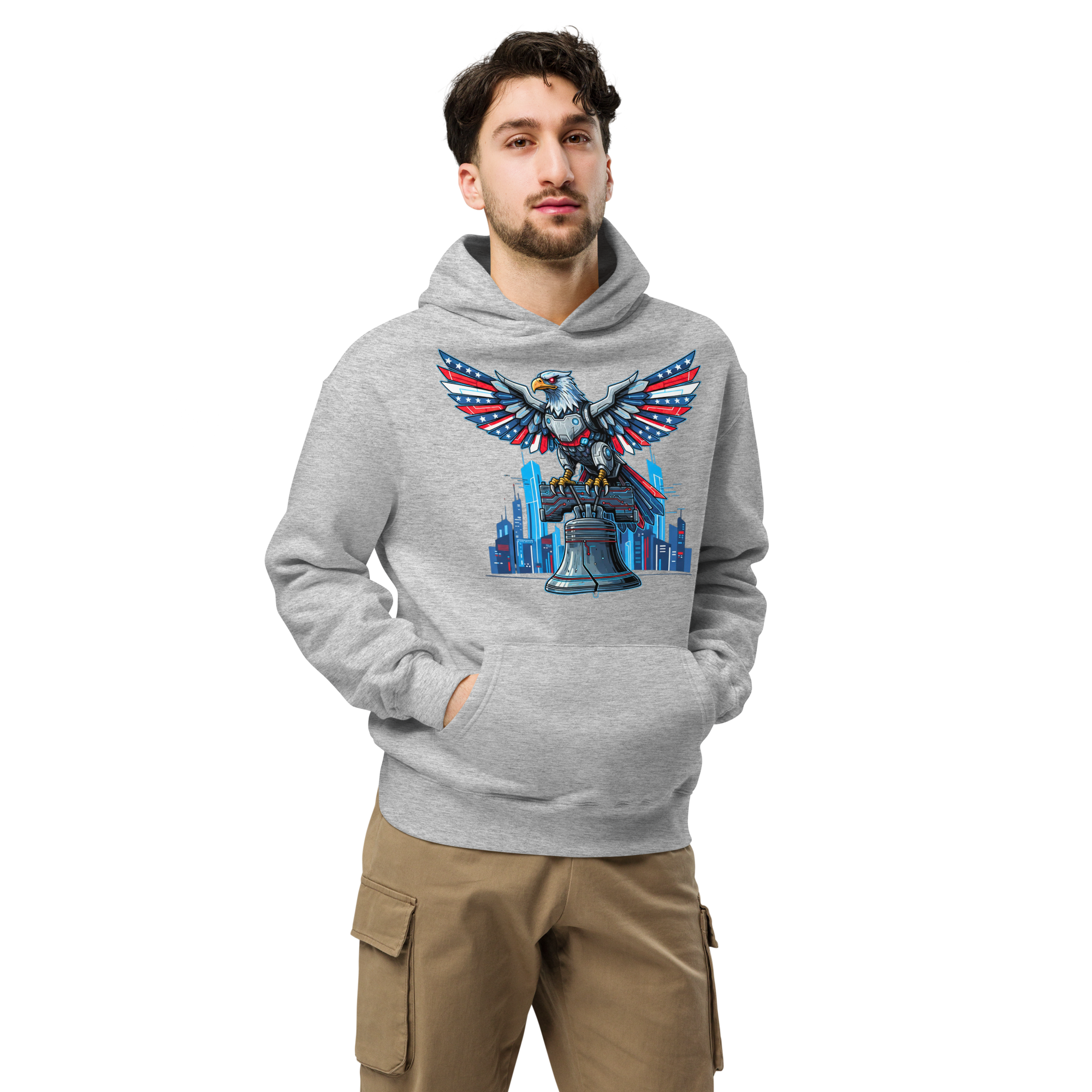 Patriot Mechanica - Unisex Oversized Hoodie – Cyber-Eagle & Liberty Bell Graphic Tees