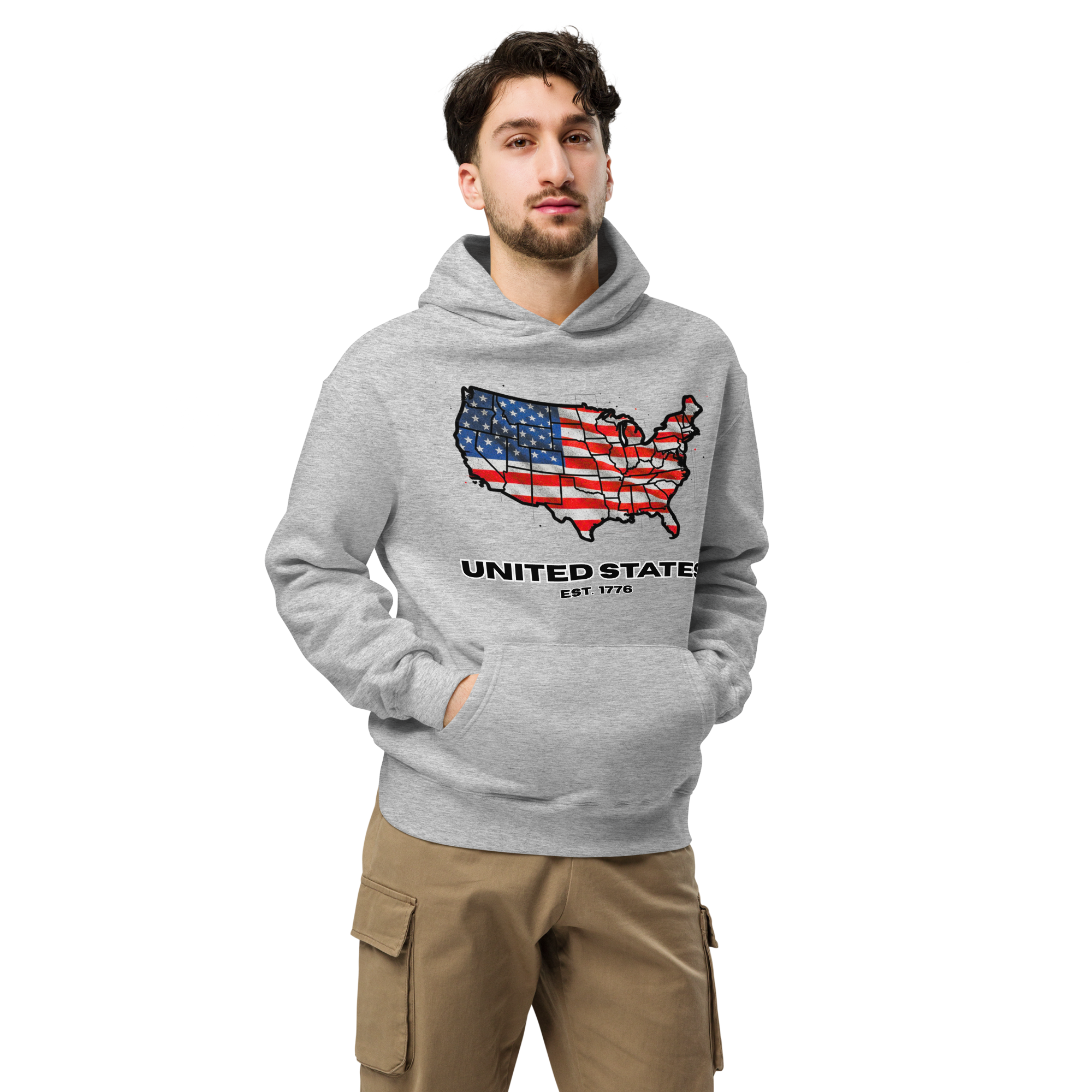 USA Est. 1776 Unisex - Oversized Hoodie – Patriotic USA Map & Flag Graphic