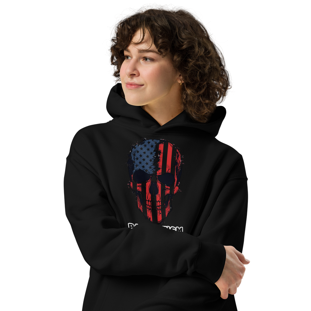 Patriotism Is Stamped on the Soul - Unisex Oversized Hoodie – Skull Flag Graphic Patriotic Hoodie