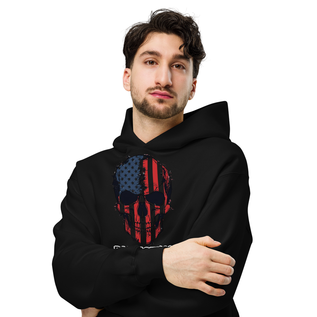 Patriotism Is Stamped on the Soul - Unisex Oversized Hoodie – Skull Flag Graphic Patriotic Hoodie