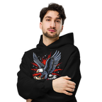 Founding Roar - Unisex Oversized Hoodie – Patriotic Eagle 1776 Scroll Graphic