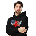 USA Est. 1776 Unisex - Oversized Hoodie – Patriotic USA Map & Flag Graphic