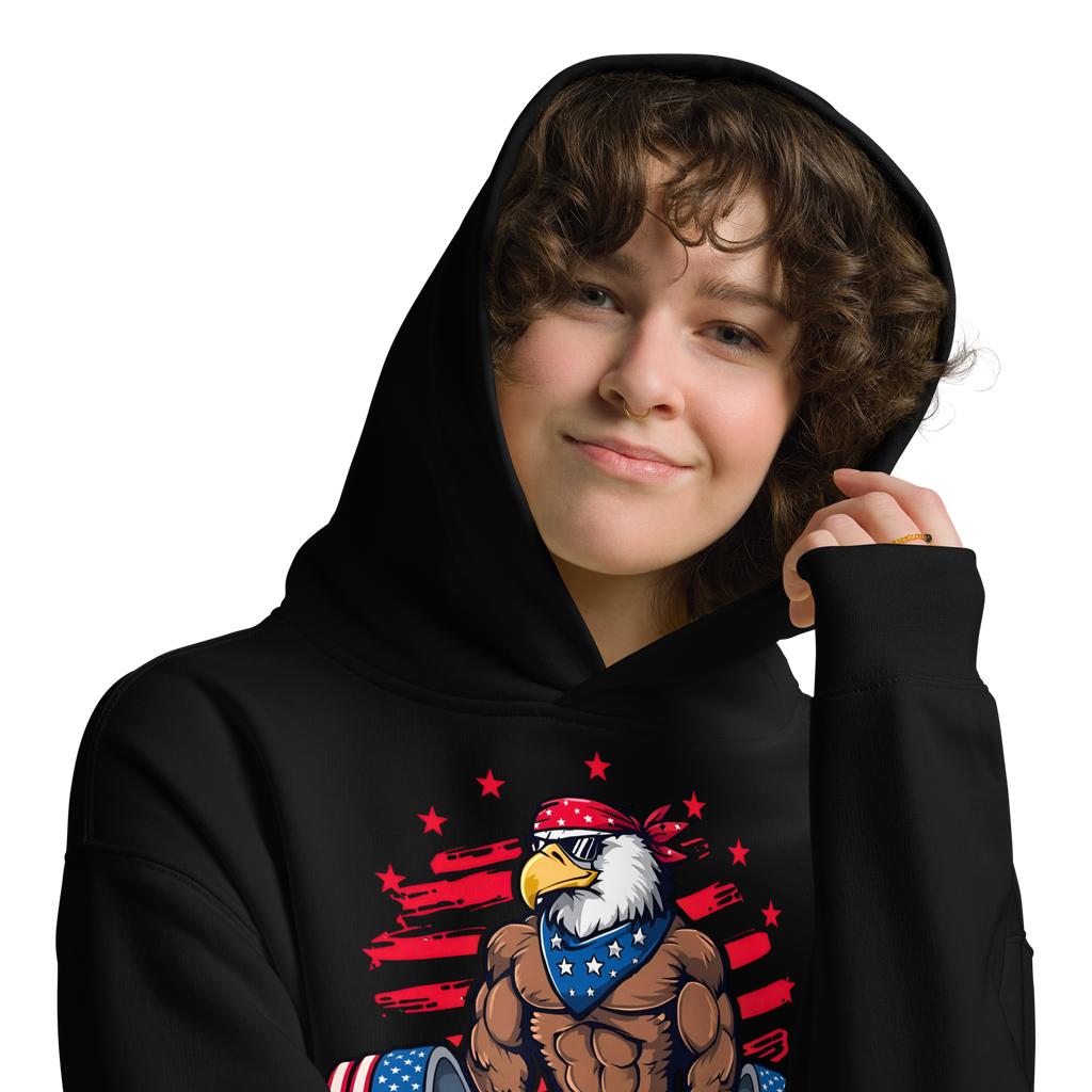 Freedom Lifter - Unisex Oversized Hoodie – Patriotic Eagle Deadlift Graphic
