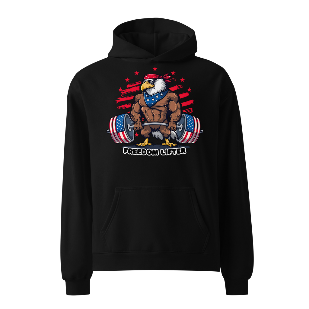 Freedom Lifter - Unisex Oversized Hoodie – Patriotic Eagle Deadlift Graphic
