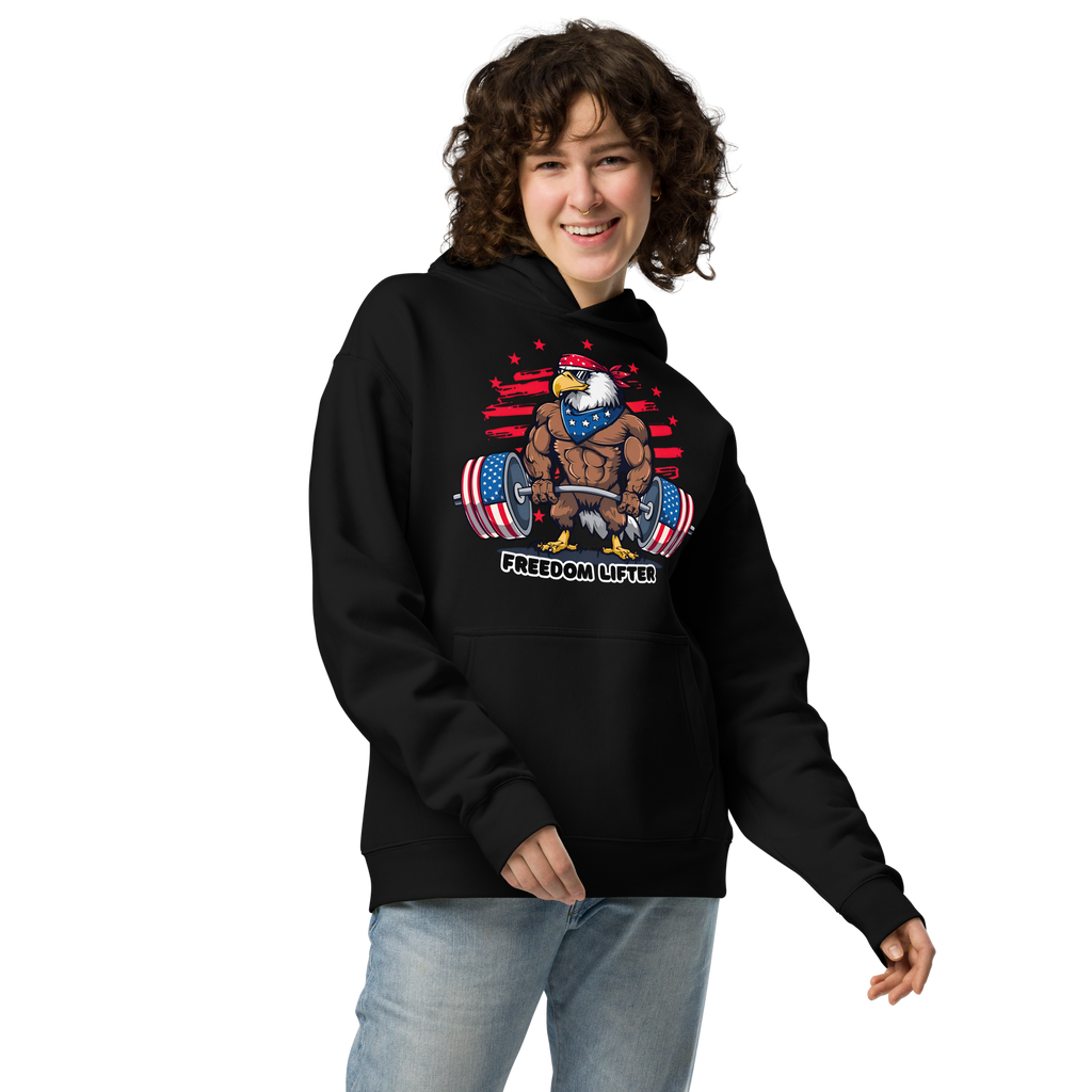 Freedom Lifter - Unisex Oversized Hoodie – Patriotic Eagle Deadlift Graphic