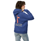 One Nation Under God - Unisex Oversized Hoodie – Cobalt / Athletic Heather | Faith & Freedom American Flag Cross Graphic