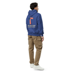 One Nation Under God - Unisex Oversized Hoodie – Cobalt / Athletic Heather | Faith & Freedom American Flag Cross Graphic