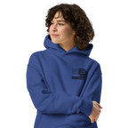 One Nation Under God - Unisex Oversized Hoodie – Cobalt / Athletic Heather | Faith & Freedom American Flag Cross Graphic