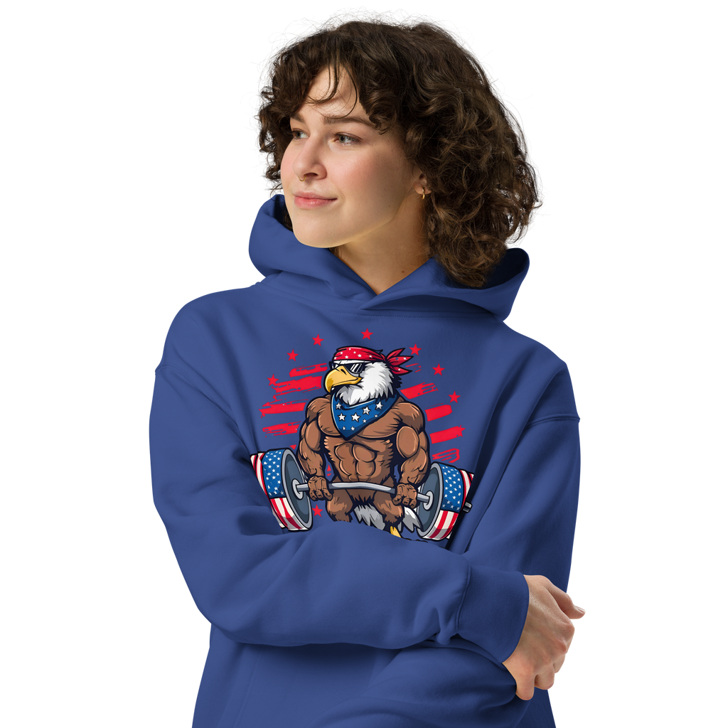 Freedom Lifter - Unisex Oversized Hoodie – Patriotic Eagle Deadlift Graphic