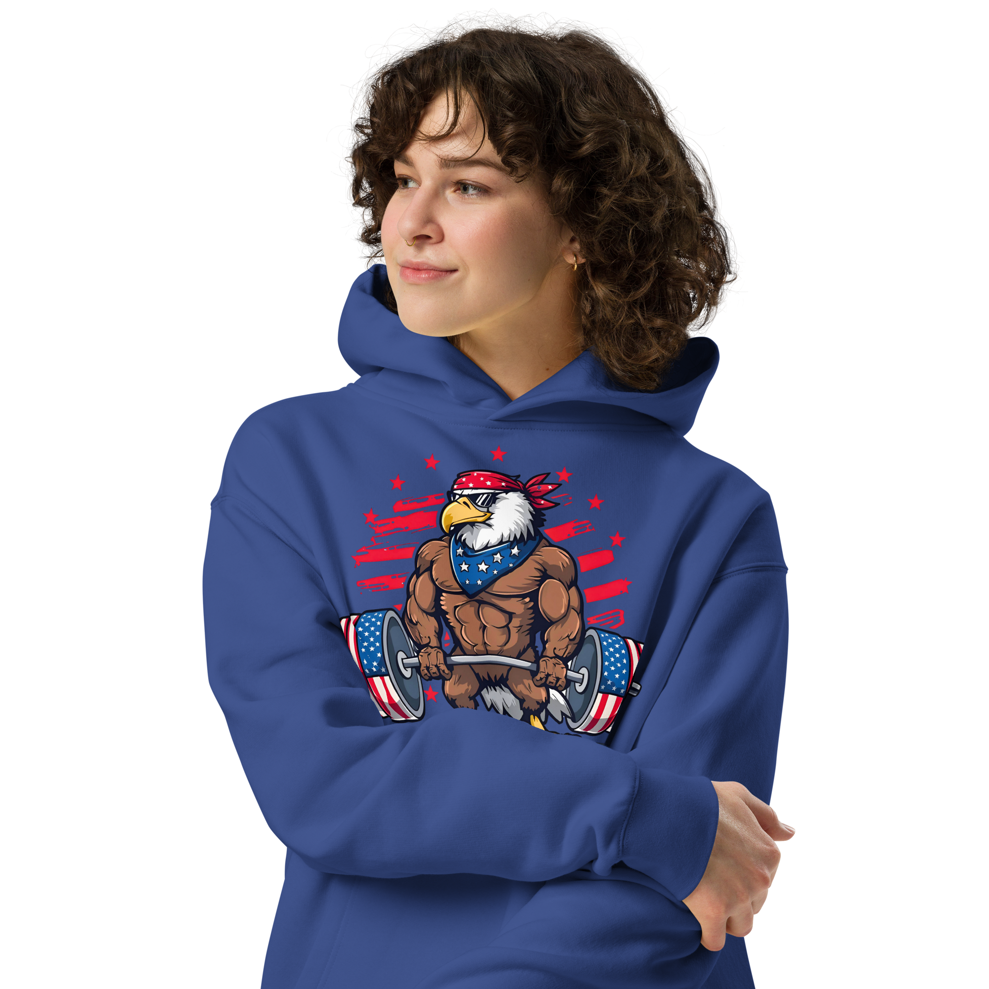 Freedom Lifter - Unisex Oversized Hoodie – Patriotic Eagle Deadlift Graphic