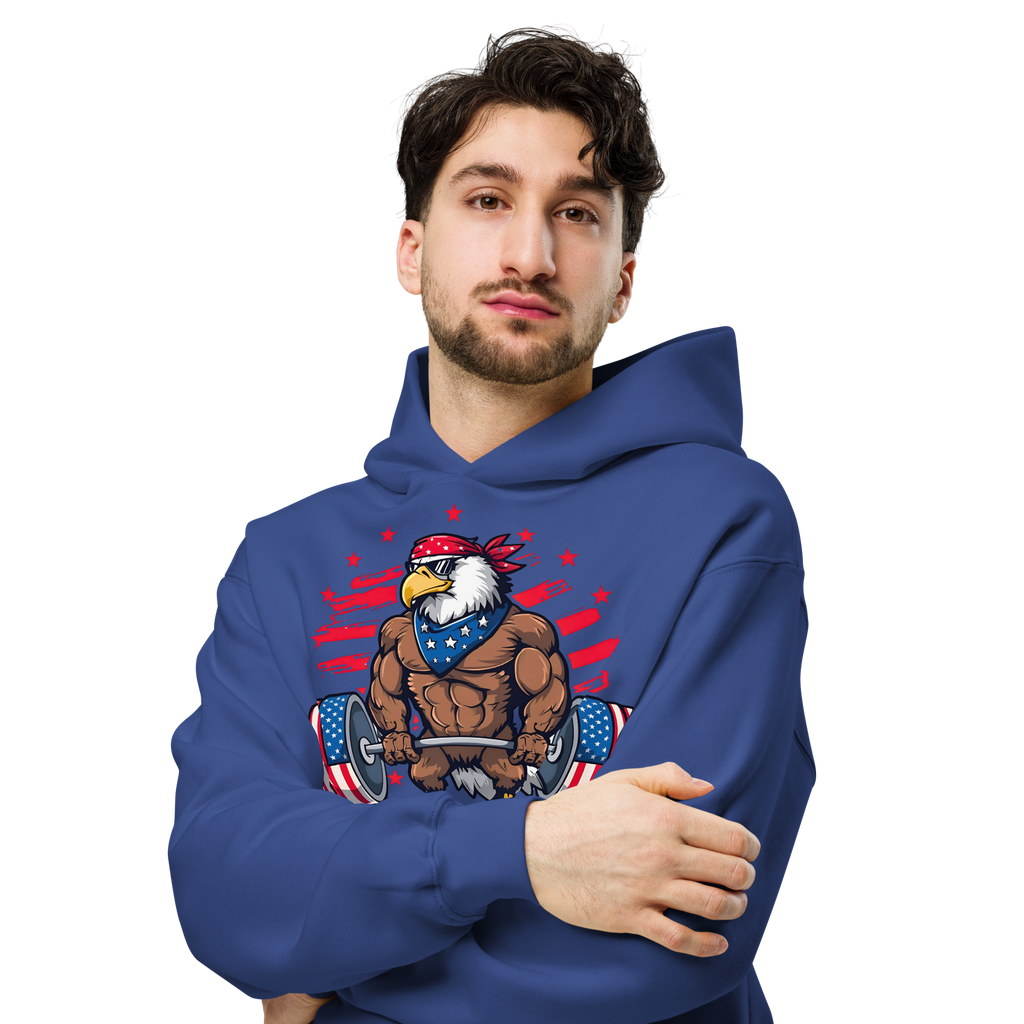 Freedom Lifter - Unisex Oversized Hoodie – Patriotic Eagle Deadlift Graphic