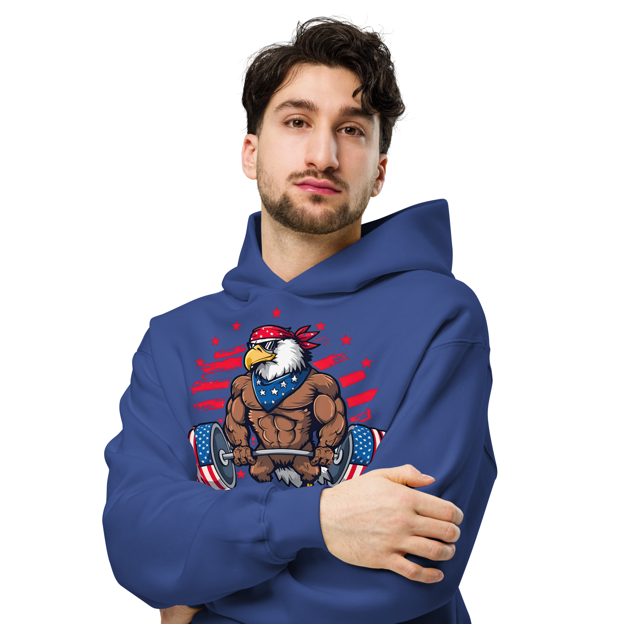 Freedom Lifter - Unisex Oversized Hoodie – Patriotic Eagle Deadlift Graphic