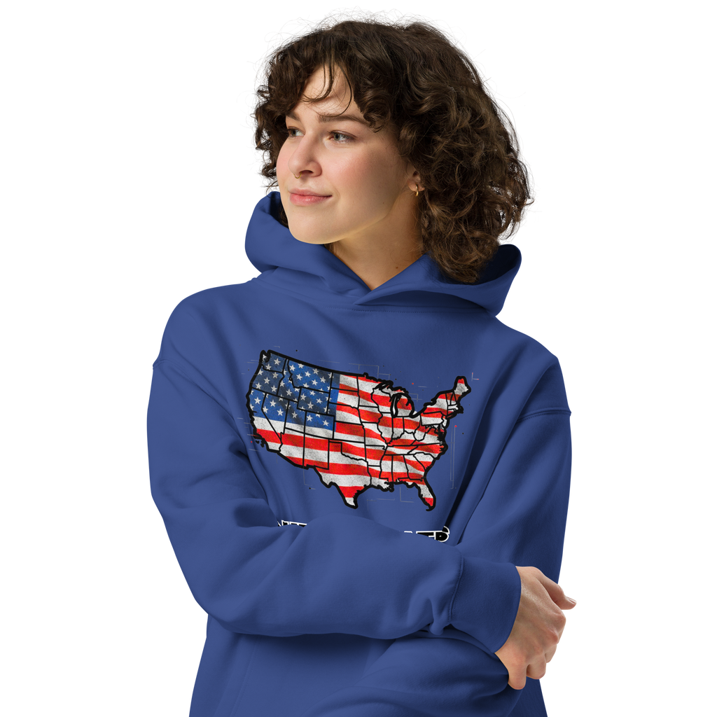 USA Est. 1776 Unisex - Oversized Hoodie – Patriotic USA Map & Flag Graphic