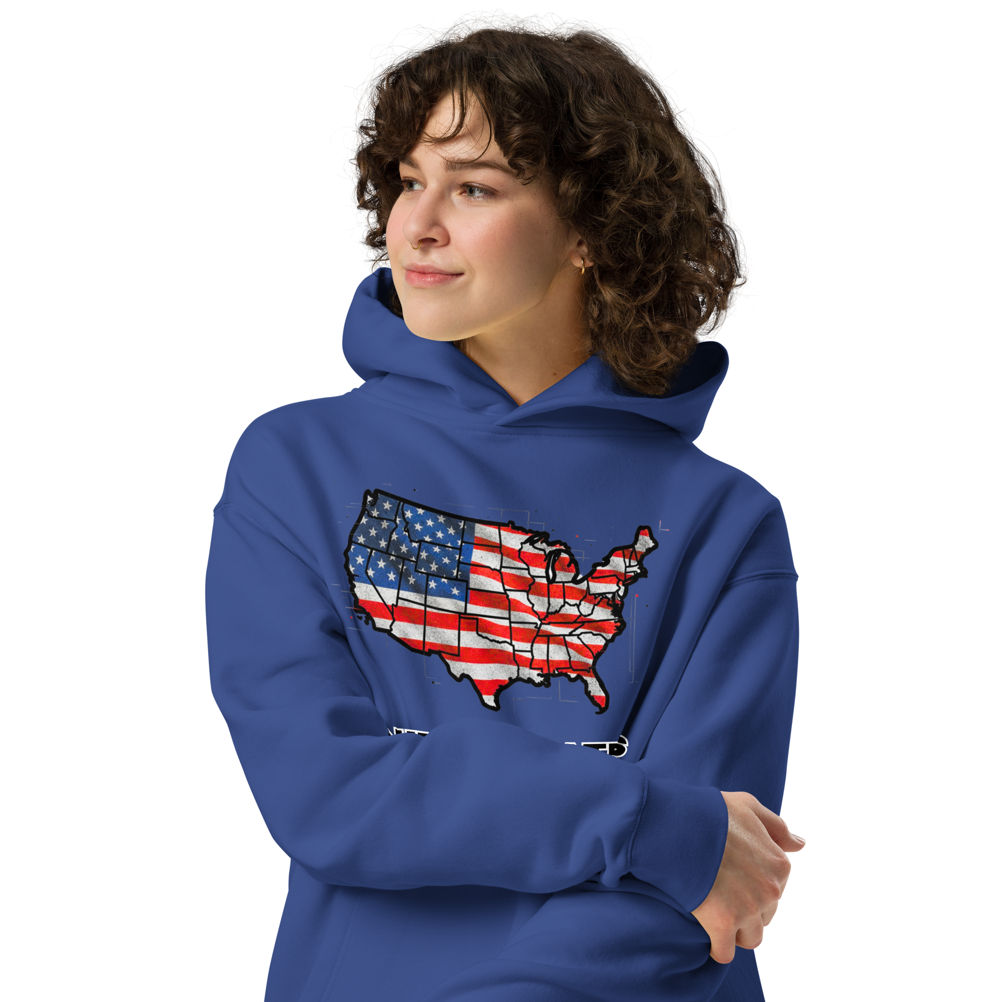 USA Est. 1776 Unisex - Oversized Hoodie – Patriotic USA Map & Flag Graphic