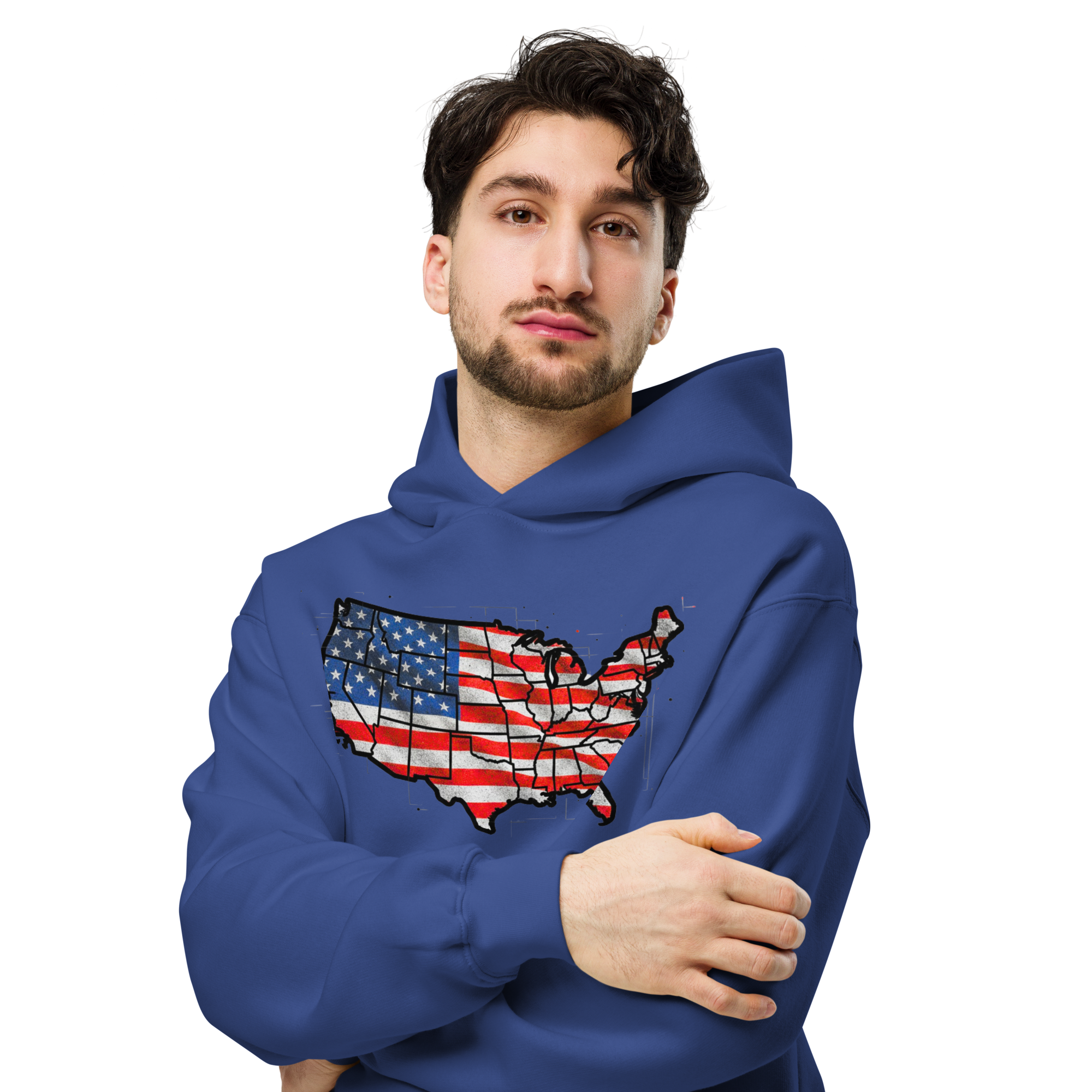 USA Est. 1776 Unisex - Oversized Hoodie – Patriotic USA Map & Flag Graphic