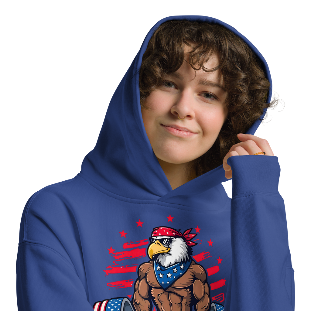 Freedom Lifter - Unisex Oversized Hoodie – Patriotic Eagle Deadlift Graphic