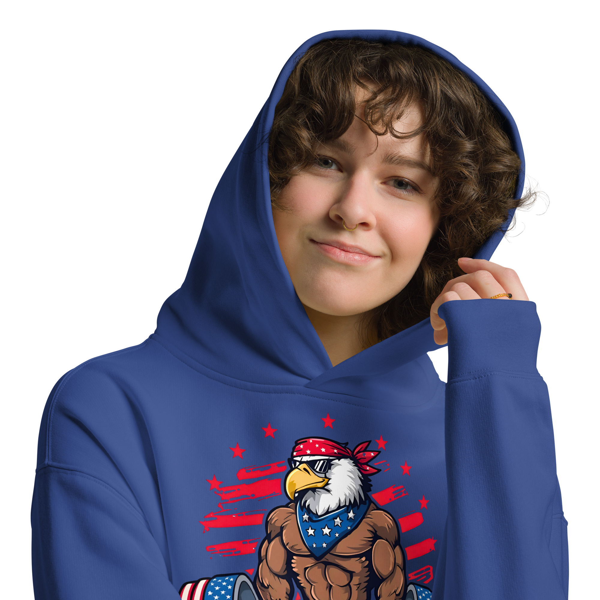 Freedom Lifter - Unisex Oversized Hoodie – Patriotic Eagle Deadlift Graphic