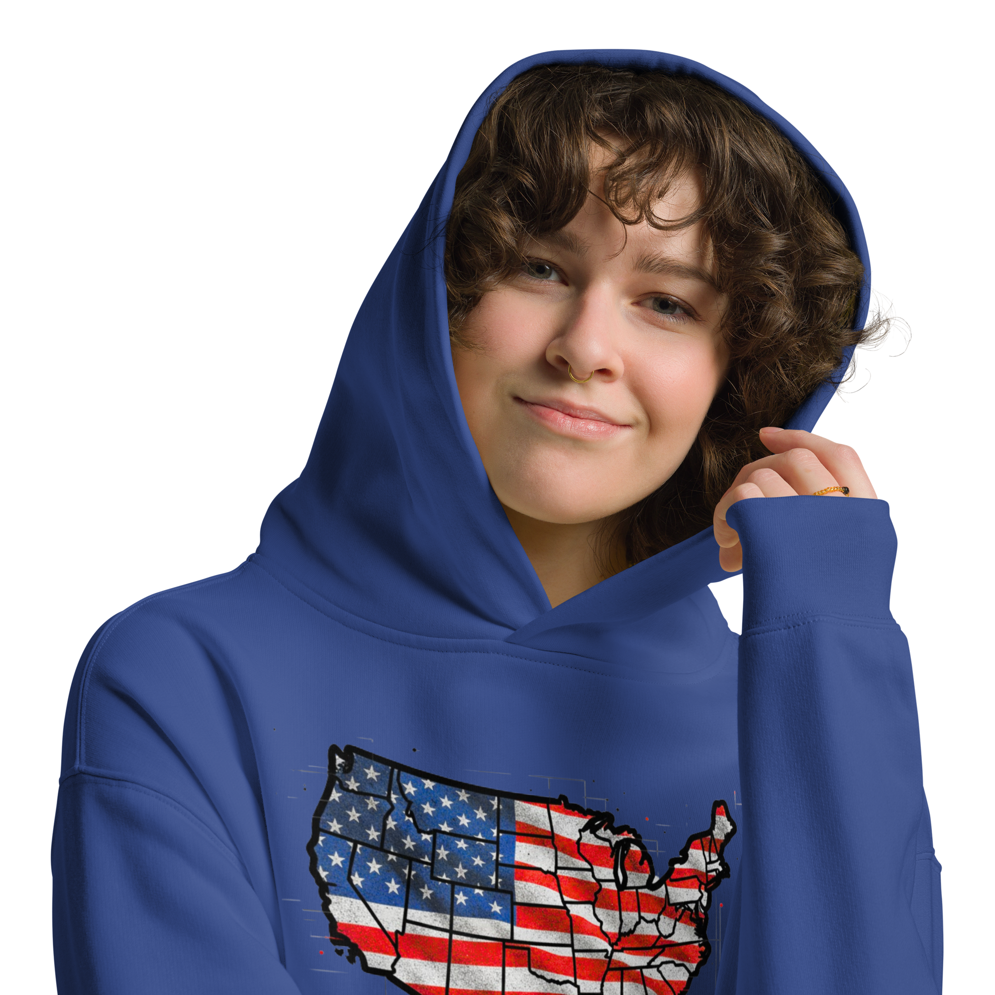 USA Est. 1776 Unisex - Oversized Hoodie – Patriotic USA Map & Flag Graphic