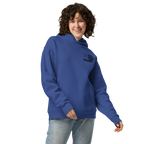 One Nation Under God - Unisex Oversized Hoodie – Cobalt / Athletic Heather | Faith & Freedom American Flag Cross Graphic