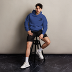 One Nation Under God - Unisex Oversized Hoodie – Cobalt / Athletic Heather | Faith & Freedom American Flag Cross Graphic