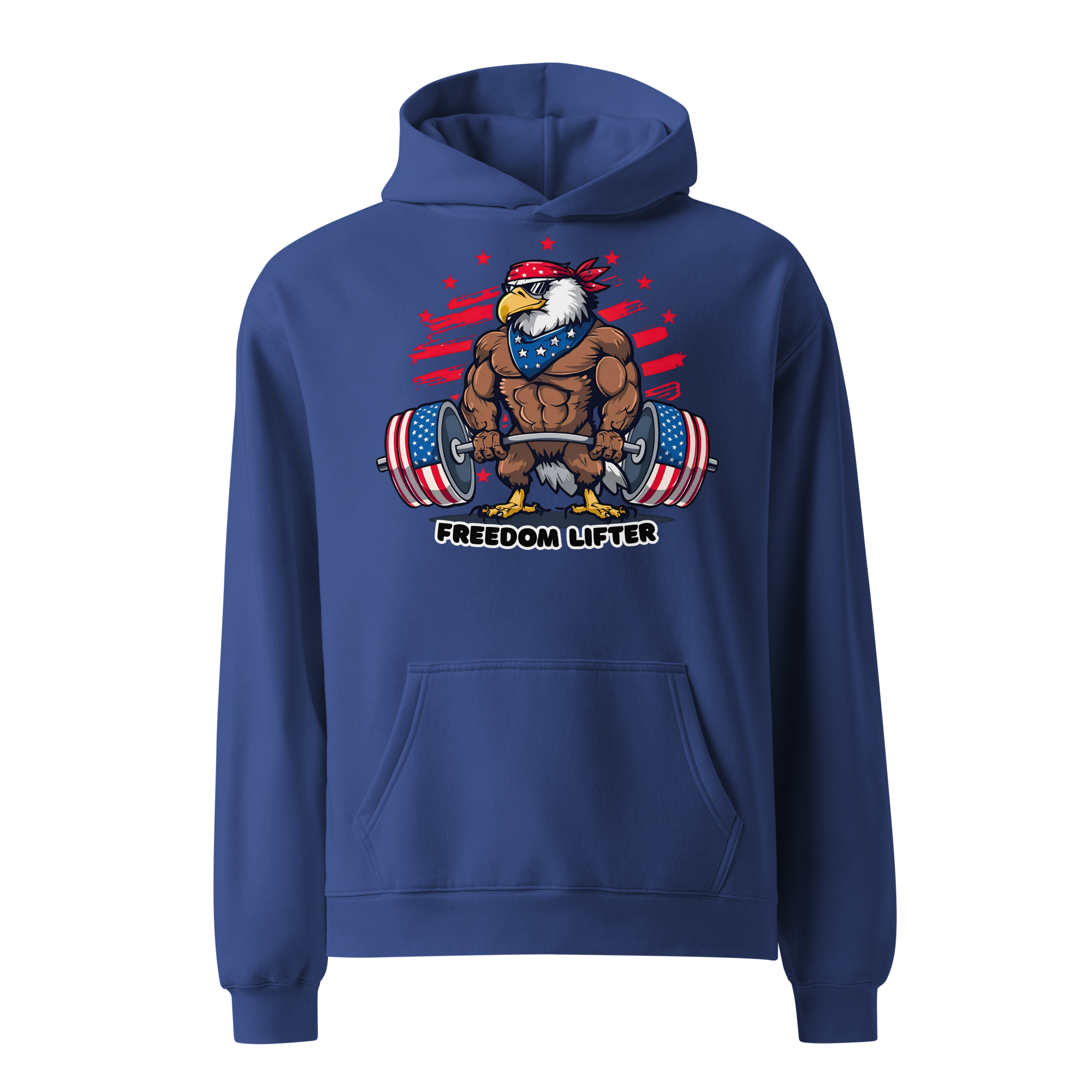 Freedom Lifter - Unisex Oversized Hoodie – Patriotic Eagle Deadlift Graphic