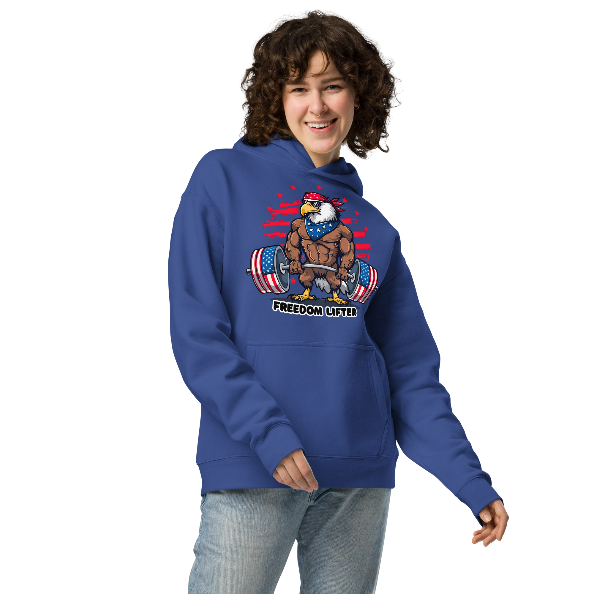 Freedom Lifter - Unisex Oversized Hoodie – Patriotic Eagle Deadlift Graphic