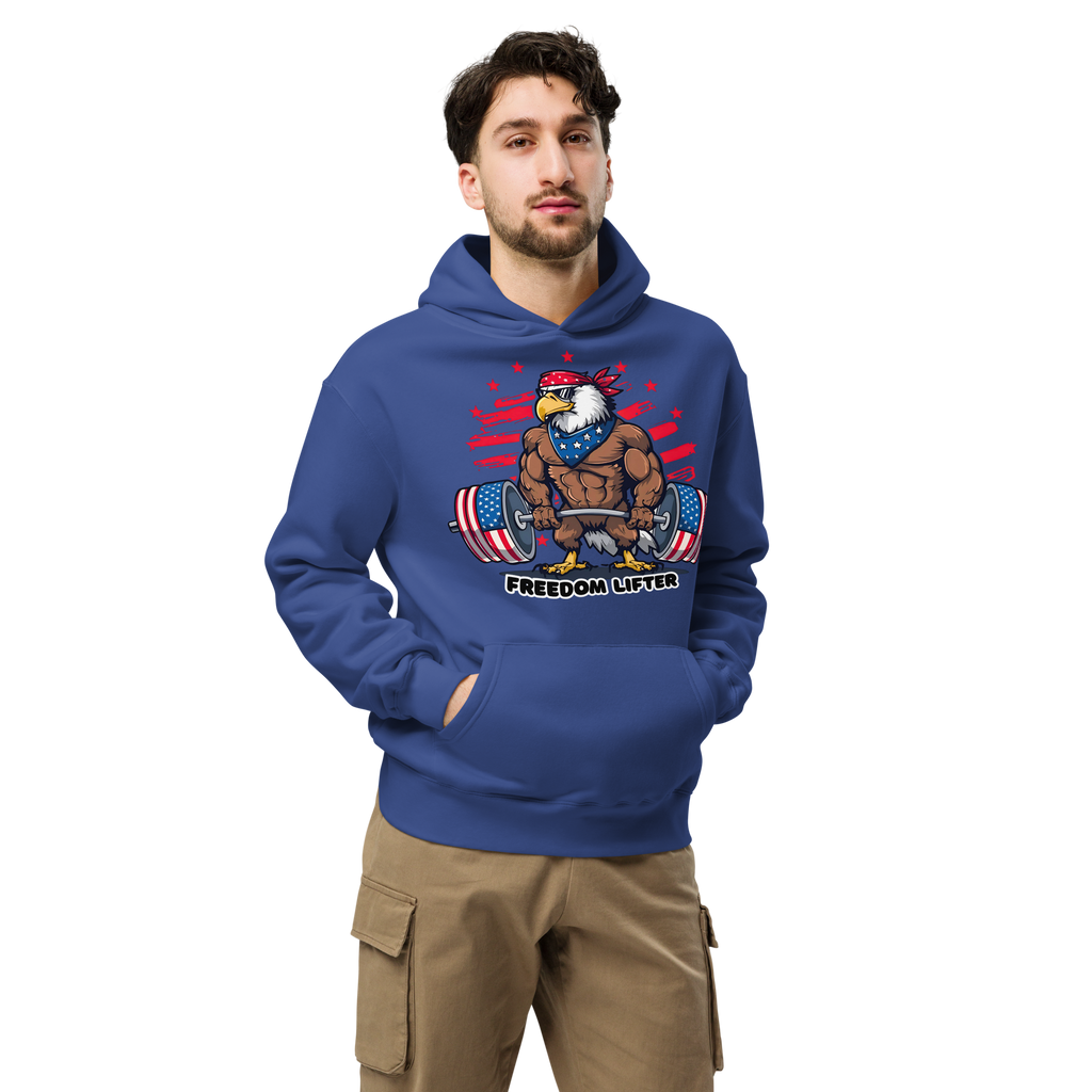 Freedom Lifter - Unisex Oversized Hoodie – Patriotic Eagle Deadlift Graphic