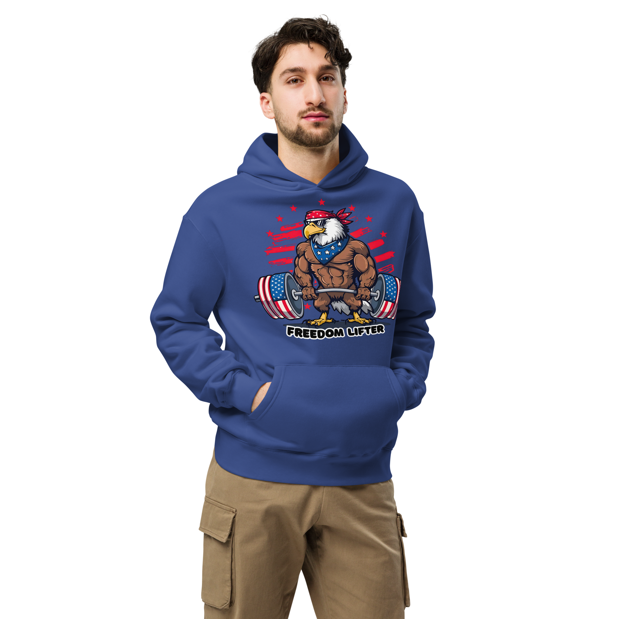 Freedom Lifter - Unisex Oversized Hoodie – Patriotic Eagle Deadlift Graphic
