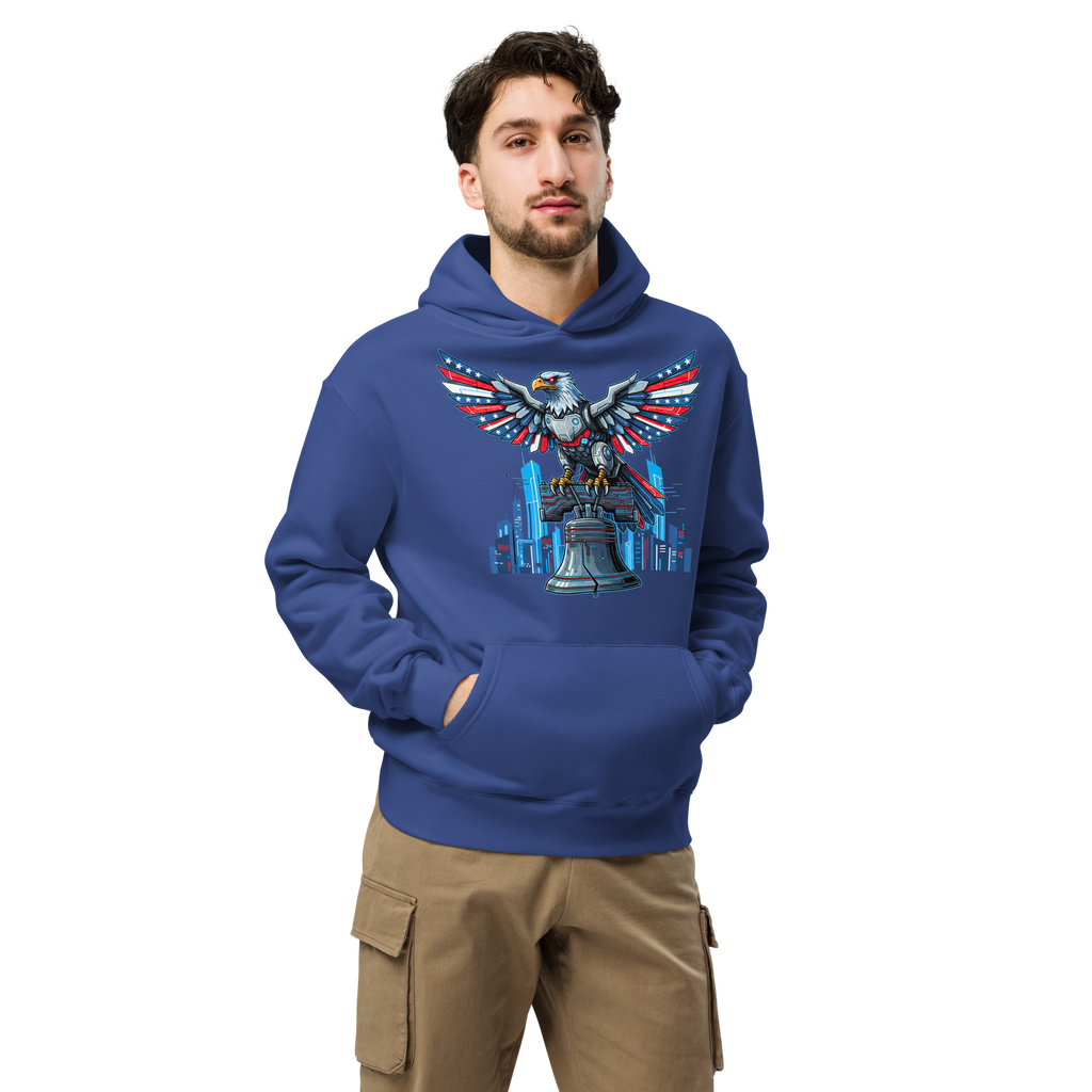 Patriot Mechanica - Unisex Oversized Hoodie – Cyber-Eagle & Liberty Bell Graphic Tees