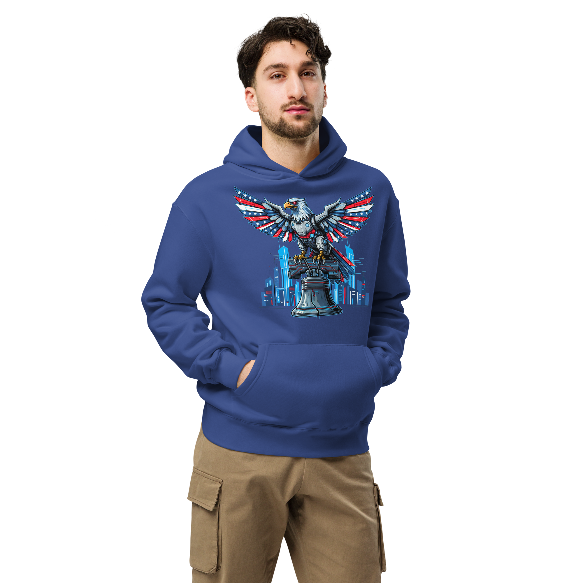 Patriot Mechanica - Unisex Oversized Hoodie – Cyber-Eagle & Liberty Bell Graphic Tees