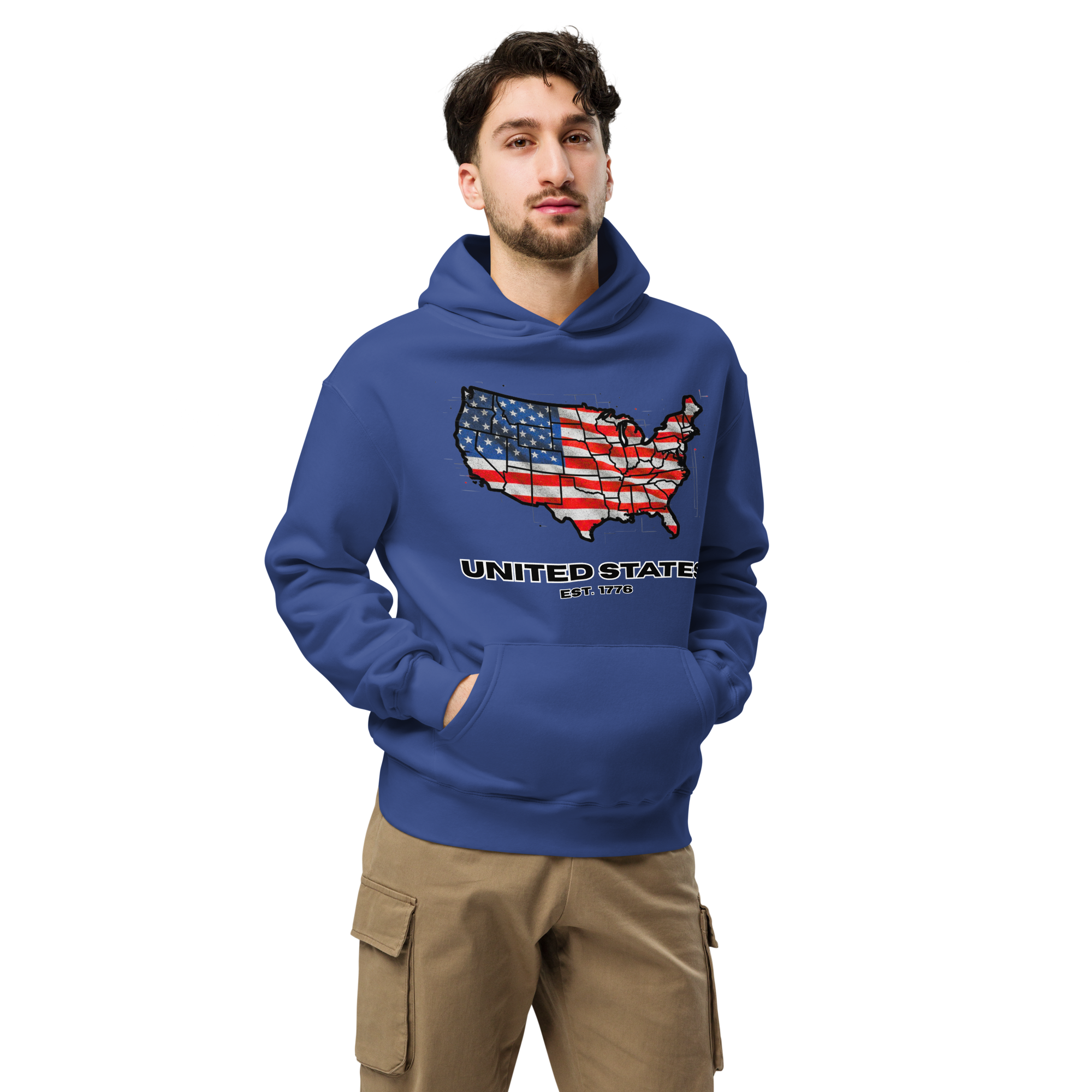 USA Est. 1776 Unisex - Oversized Hoodie – Patriotic USA Map & Flag Graphic