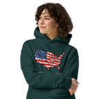 USA Est. 1776 Unisex - Oversized Hoodie – Patriotic USA Map & Flag Graphic