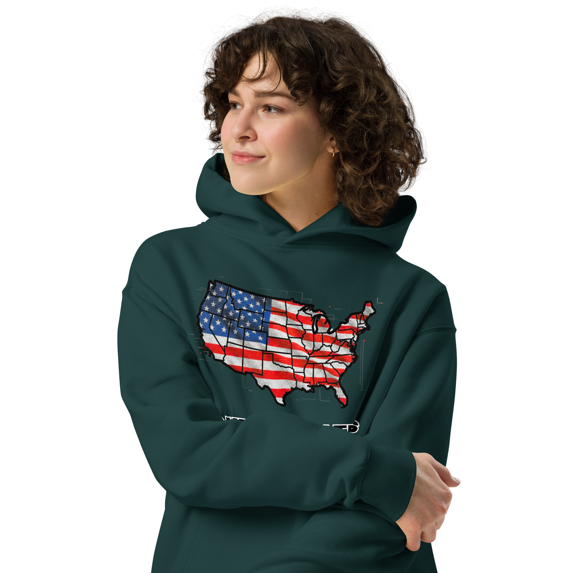 USA Est. 1776 Unisex - Oversized Hoodie – Patriotic USA Map & Flag Graphic