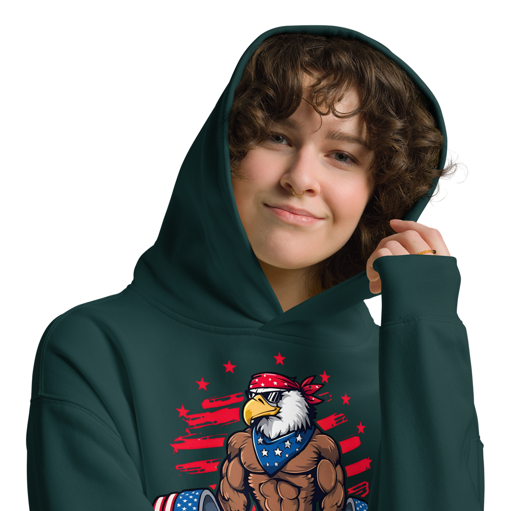 Freedom Lifter - Unisex Oversized Hoodie – Patriotic Eagle Deadlift Graphic