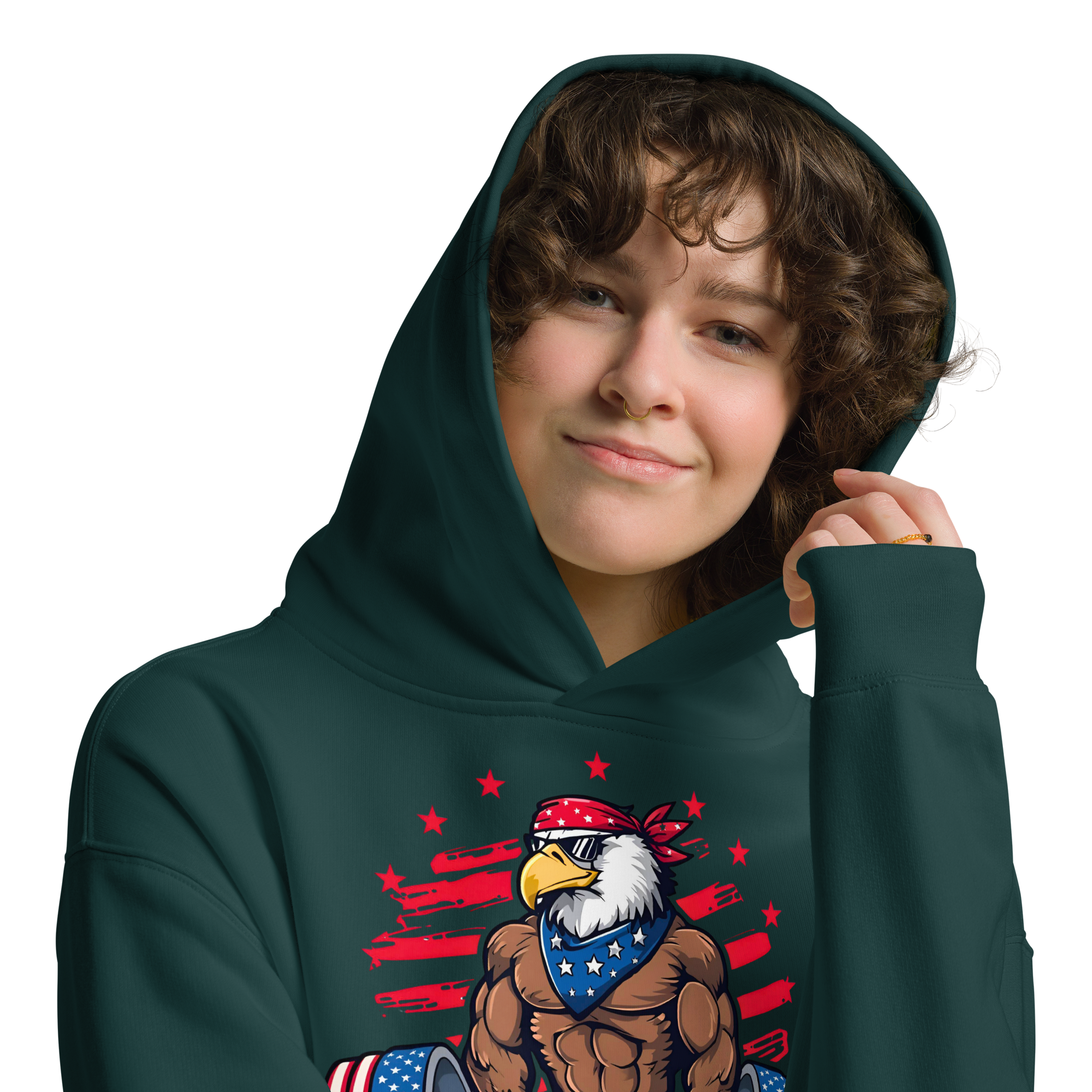 Freedom Lifter - Unisex Oversized Hoodie – Patriotic Eagle Deadlift Graphic