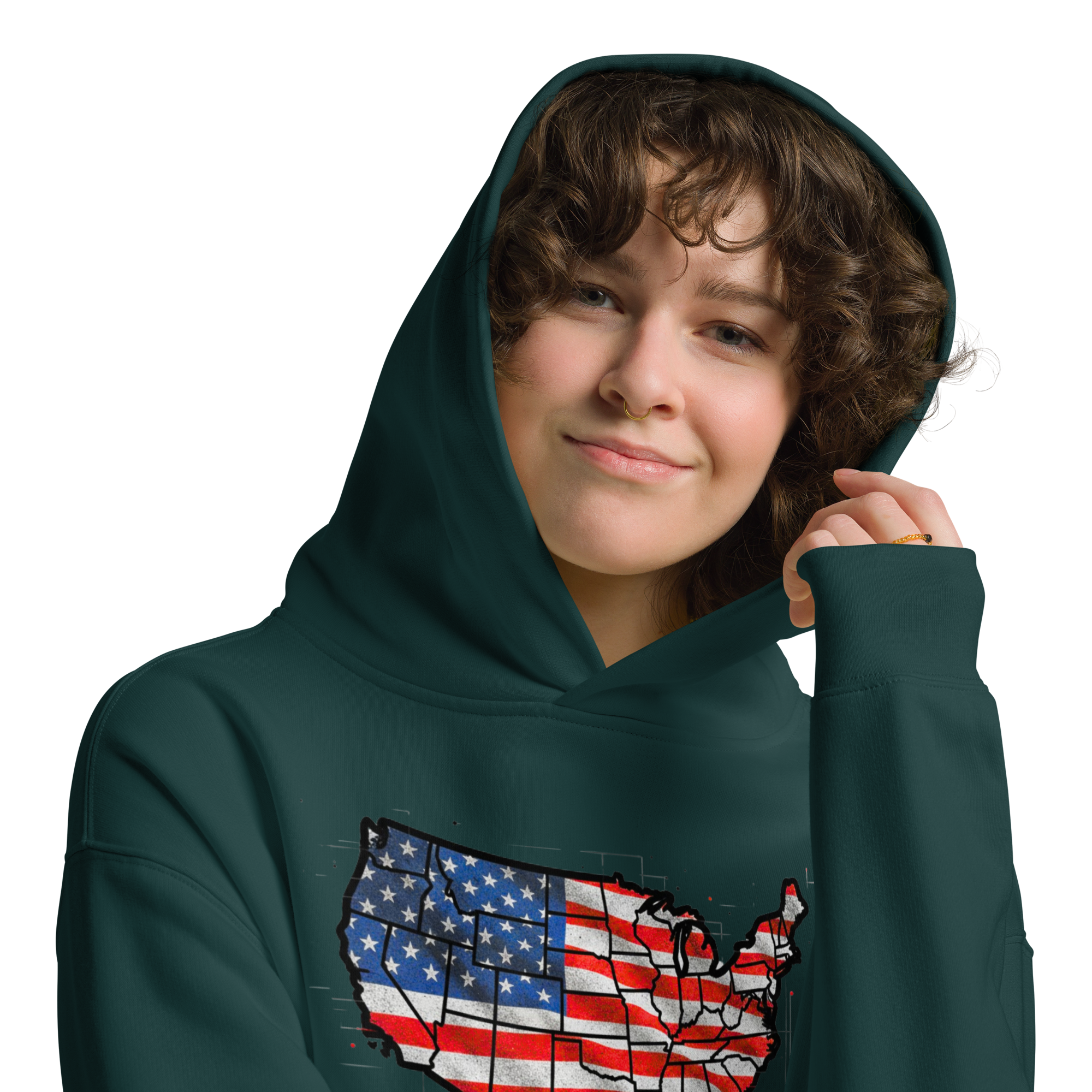 USA Est. 1776 Unisex - Oversized Hoodie – Patriotic USA Map & Flag Graphic