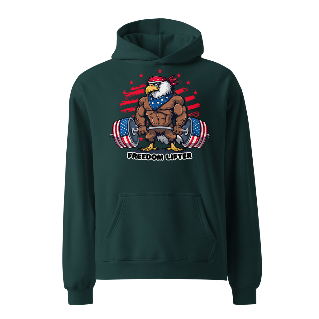 Freedom Lifter - Unisex Oversized Hoodie – Patriotic Eagle Deadlift Graphic