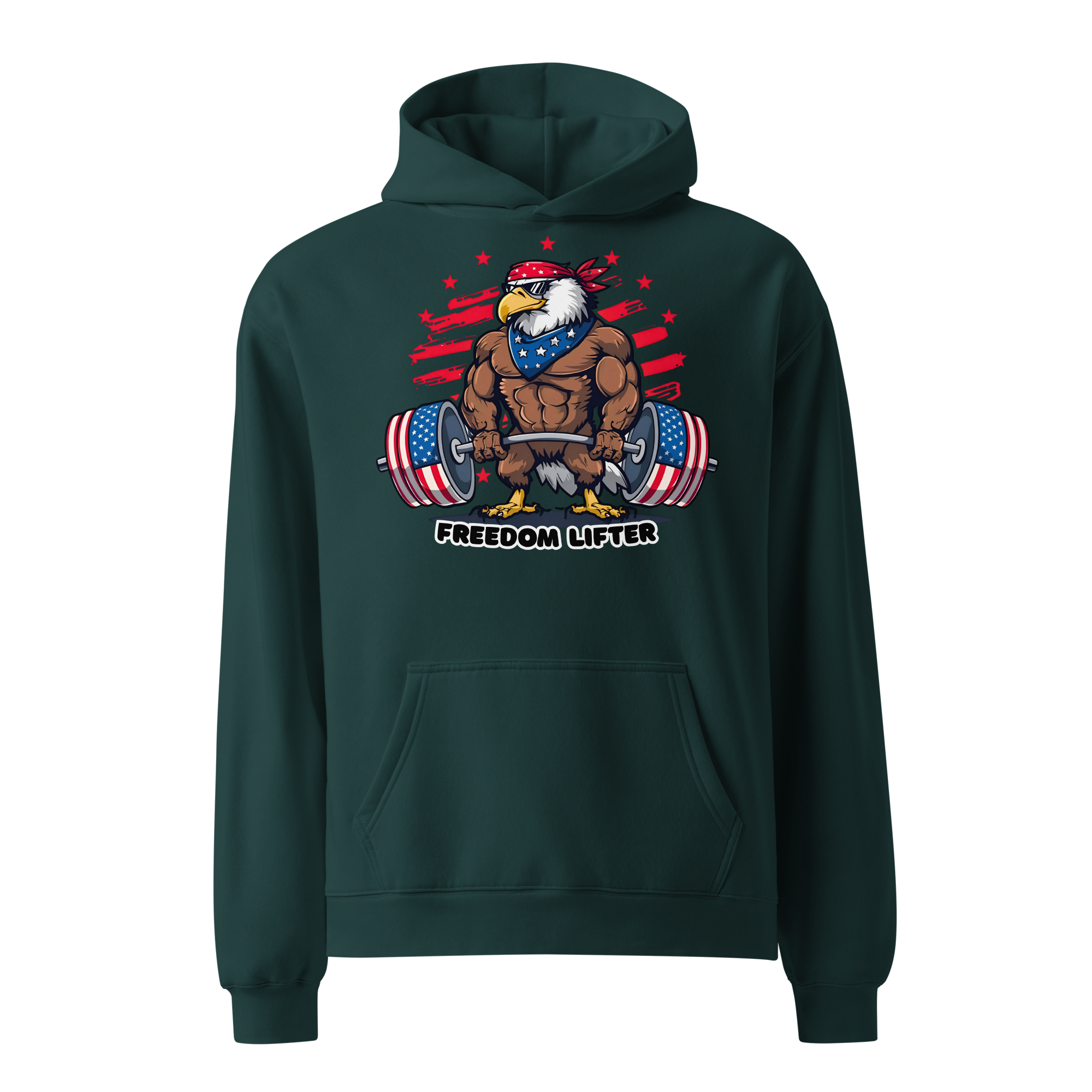 Freedom Lifter - Unisex Oversized Hoodie – Patriotic Eagle Deadlift Graphic
